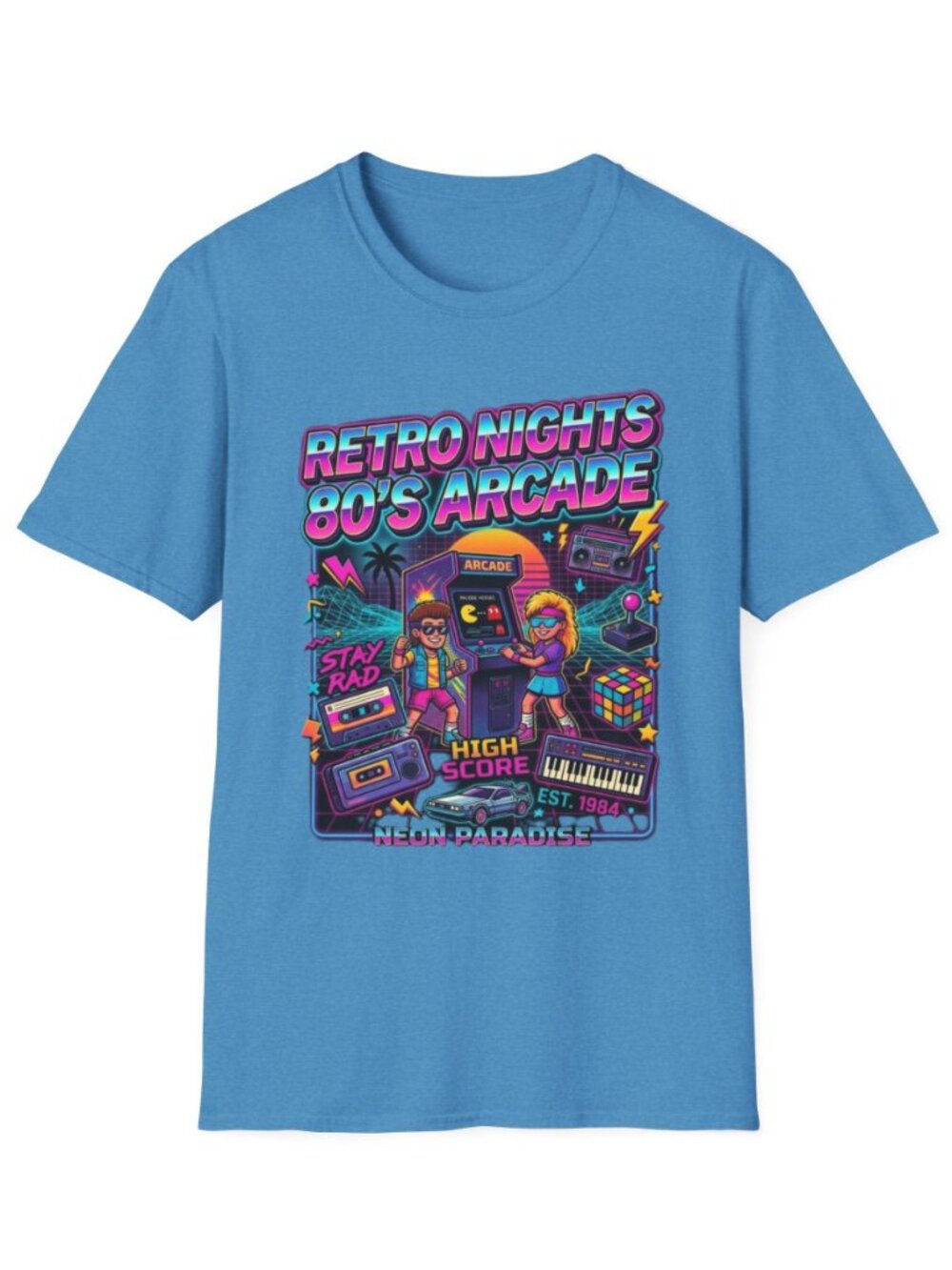 Retro Nights 80's Arcade High Score Neon Paradise T-Shirt